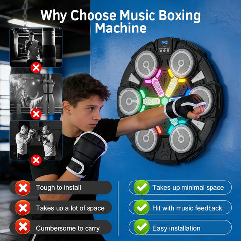 Yucate Music Boxing Machine, Wall Mounted Punching Bag with Bluetooth, Boxing Training Workout Equipment with Gloves