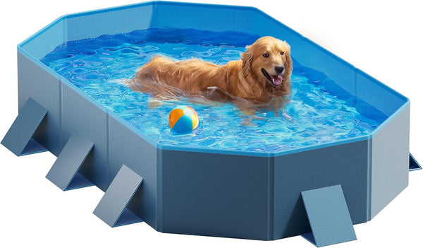 Peteast Foldable Dog Pool with Sturdy Square Design, Durable 71" Lx39 Wx12
