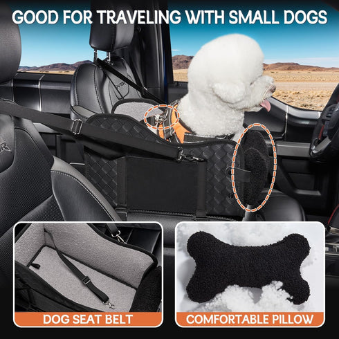 TKYZ Center Console Dog Car Seat,Pet Puppy Car Seat,Middle Console Dog Armrest Booster Seat for Small Dogs(Leather