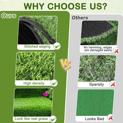 aHeemo Hemmed (19.8"x39.6") Artificial Grass for Dogs Potty, Reusable Pet Training Mat for Home and Travel, Washable