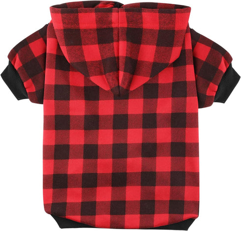 Plaid Dog Hoodie Sweatshirt Sweater for Small Dogs, Cat, Puppy Clothes Coat, Warm and Soft (S)