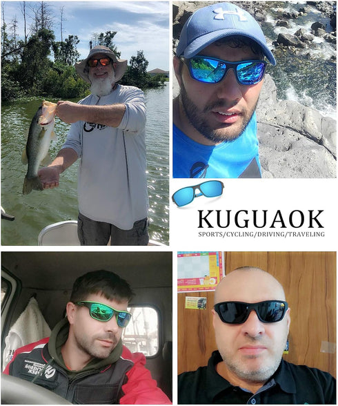 KUGUAOK Polarized Sports Sunglasses for Men, 100% UV Protection Goggles for Driving and Fishing