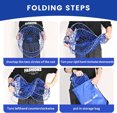 TKGRKL Foldable Crab Traps for Blue Crabs, Crab Trap with Harness and Bait, Crab Pots for Crabbing with Large Size Fish