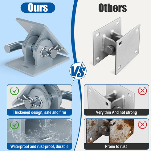 2 Pack Stationary Dock Connector Hinge Kit | Galvanized Dock Hardware Brackets | Heavy-Duty Dock Parts for Connect Dock