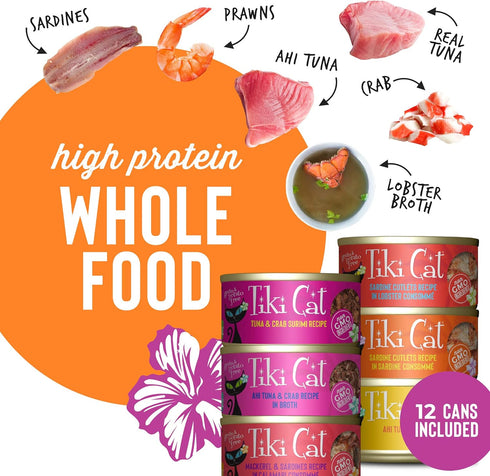 Tiki Cat Grill Tuna & Crab Surimi High-Protein 100% Non-GMO Ingredients Wet Whole Foods Cat Food for All Life Stages,