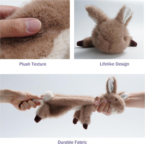 Fuzzwoof No-Stuffing Bunny Squeaky Dog Toy, Cute Plush Puppy Teething Toy to Keep Them Busy, Rabbit Interactive Tug