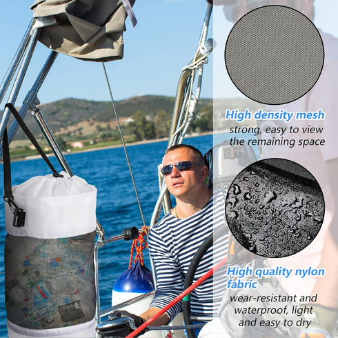 5/8 Patelai Pcs Portable Boat Trash Bags Container Mesh Trash Bags Can Reusable Garbage Container for Men Women Adults