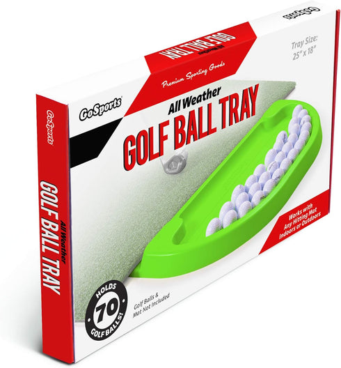 GoSports All-Weather Golf Ball Tray - 70 Ball Capacity, Compatible with All Hitting Mats in Black or Green