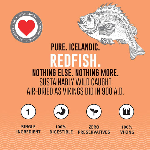 Icelandic+ Skin Rolls: Redfish Dog Treats, 3oz Bag, Pure Wild-Caught Air-Dried Fish, Single Ingredient Snacks
