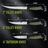 Mossy Oak 3-Piece Fishing Fillet Knife Set with Protective Sheath, Stainless Steel Filet Knives with Non-Slip Handle, Bait Knife for Filleting and Boning (Military Green) by Mossy Oak