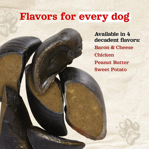 Natural Farm Bacon & Cheese Flavor Filled Cow Hooves for Dogs, 4-Pack