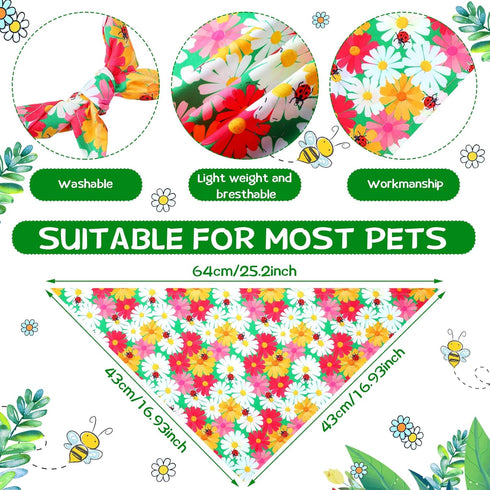 40 Sadnyy Pcs Spring Flower Dog Bandanas Bulk for Dogs Floral Bee Triangle Reversible Dog Bibs Adjustable Puppy