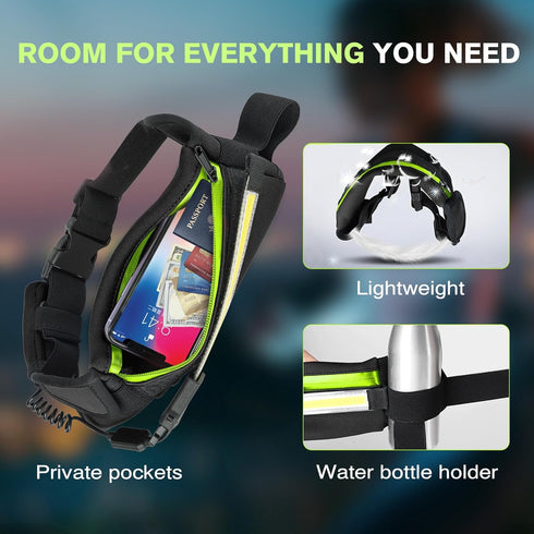 1000Lumens 230Rechargeable Running Light, Running Belt Running Gear with Night Running Light for Phone Waist Bag Light