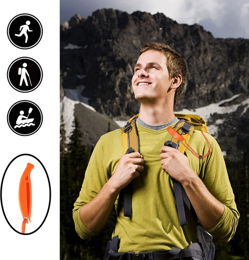 JULBEAR 6PCS Safety Survival Whistles with Adjustable Reflective Lanyard, Emergency Plastic Whistle for Marine Use