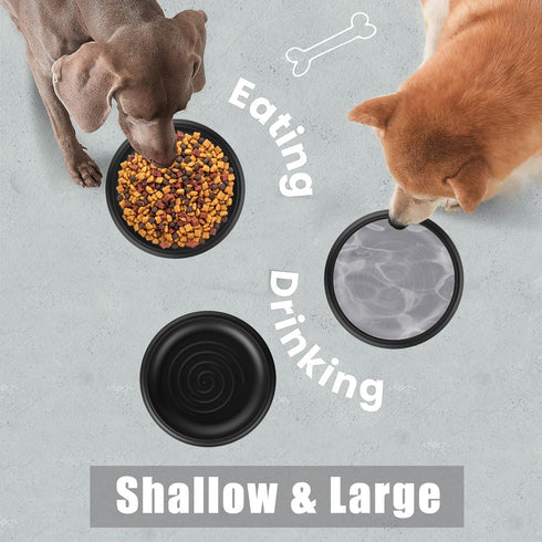 Dog/Cat Bowl for Food and Water, Shallow Whisker Fatigue Bowl with Wide Mouth for Easy Filling (7" W, 1.2" H)