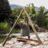 Portable Outdoor Campfire Grill Tripod Board, Stainless Steel Camping Grill Tripod Set with Adjustable Chain Hook for
