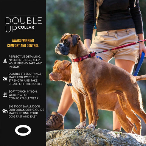 EzyDog Double Up Dog Collar, Large, Green Camo, Nylon with Reflective Trim and ID Attachment