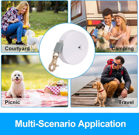 Retractable Dog Leash for Small Dogs Cats up to 11lbs, 6.5ft Anti-Pull Nylon Tape, White Round