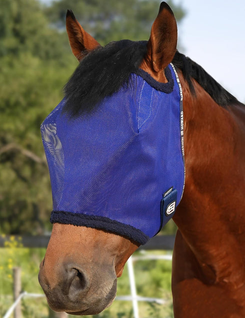 Harrison Howard All-Round Mesh Horse Fly Mask UV Protective with Fleece-Padded Edging