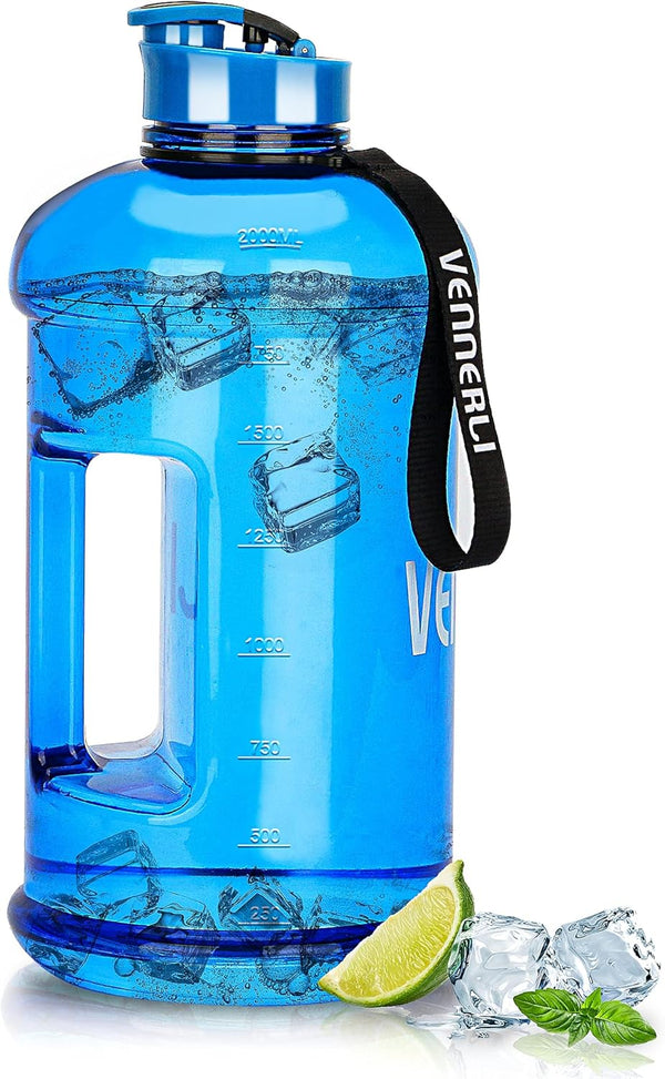 VENNERLI Half Gallon Water Bottle 2.2L, Large Sports Water Bottle with Handle, BPA-free, Leakproof Hydro Bottle