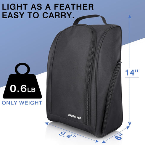 Golf Shoe Bag, Zipper Sports Shoe Strap Bag with Side Accessory Pocket for Golf Accessories (Black)
