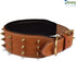 Genuine Leather Spike Dog Collar, Heavy Duty, Full Grain, 2" Wide, Brown with Gold Spikes (L, 18.5"-22.5")