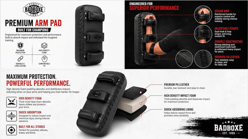 BADBOXE Elbow MMA, Arm Pad Curved Strike Shield Kickboxing,Taekwondo, Punching, Foot, Knee and Target, Coaching Kick