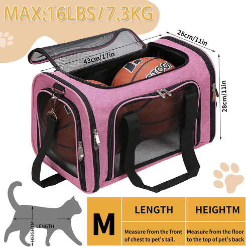 LEHNI 16 Lbs, Soft-Sided Cat/Dog/Pet Carrier, Collapsible Pets Travel Carriers for Big Cats/Small Dogs with Shoulder