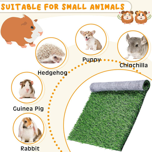 4 18 14 Inch Chinchillas Kigley Pcs Artificial Grass Guinea Pig Pee Pads Reusable x Rabbit Grass Mat Washable Turf Fake