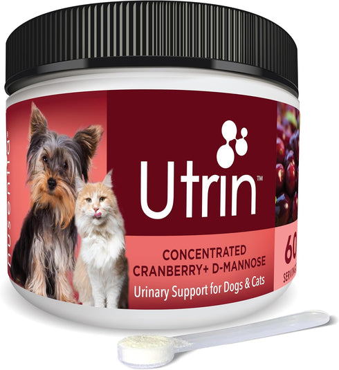 UTRIN Urinary Support for Cats & Dogs, Dual-Action Cranberry & D-Mannose, 60 Servings