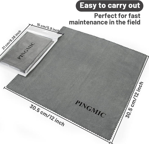 12 ''12 PINGMIC '' Silicon Gun Cloth and Gun Cleaning Cloths, for Firearm Cleaning and Polishing - Lint-Free Gray Cloth