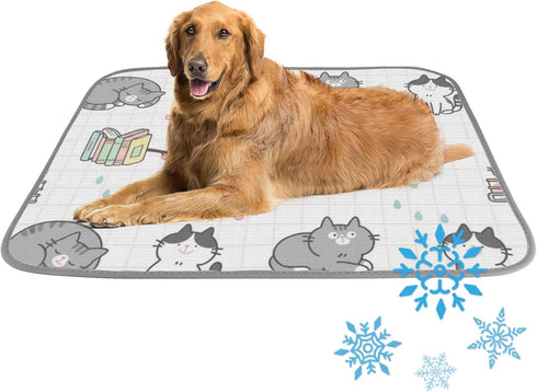 imiBBWQu Cooling Mat for Dogs Cute Cats Grey White Dog Colling Mat Washable
