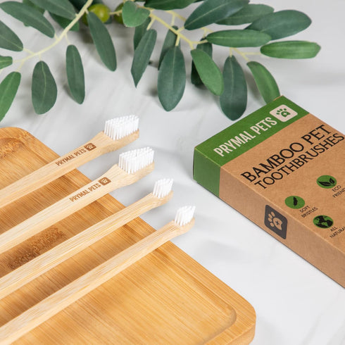Dog Toothbrush - 4-Pack Two Sided Bamboo Toothbrush for Small and Large Dogs & Cats, Soft Bristles for Dental Care