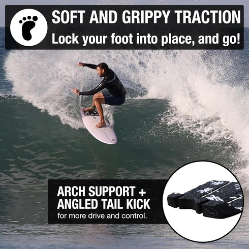 Ho Stevie! Premium Surfboard Traction Pad - 3 Piece, Full Size, Maximum Grip, Strongest 3M Adhesive, Foot Won't Slip