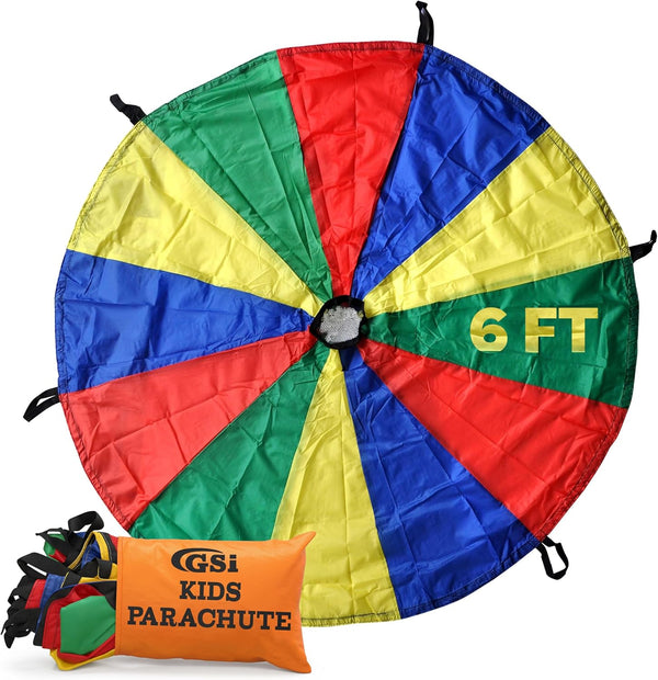 GSi Kids Play Parachute Rainbow Parachute Toy Tent Game for Kids Gymnastics