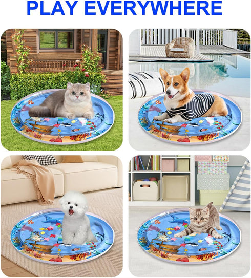 Gkiozu 0.6mm Summer Cat Water Mat for Indoor Cats, Upgraded Thicken Scratch-Resistant Interactive Sensory Play Mat