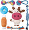 Toozey 7 Pack Small Dog Toys - Puppy Teething Toys - Durable Ropes and Cute Calf Squeaky Dog Toys