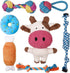 Toozey 7 Pack Small Dog Toys - Puppy Teething Toys - Durable Ropes and Cute Calf Squeaky Dog Toys