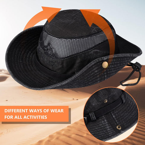Obling Sun Hat for Men Women, Fishing Hat UPF 50 Wide Brim Bucket Safari Boonie