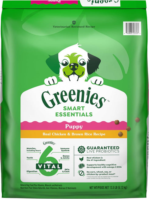 Greenies Smart Essentials Puppy High Protein Dry Dog Food, Real Chicken & Brown Rice Recipe, 13.5 lb. Bag
