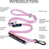 IOKHEIRA Dog Leash for Large Dogs - Adjustable Bungee Leash with Car Seatbelt, 4-6 FT for Medium Dogs, Pink