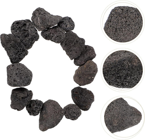 1 Set of Large Black Lava Rocks - Aquarium Volcanic Stones, 200g Decorative Pebbles for Fish Tank & Bonsai