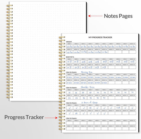 Fitness Journal Workout Planner, A4(8.5" x 11") Undated Journal & Log Book for Men & Women, Track Progress & Goals