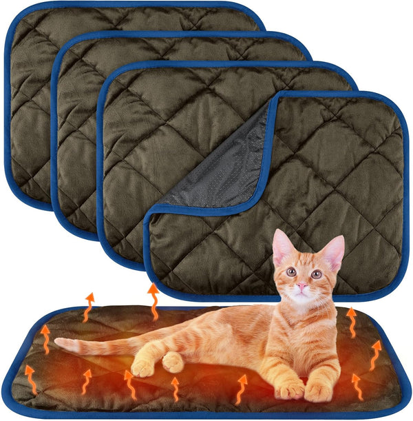 4 Pack Self Warming Dog Mat, Self Heating Cat Pad, Extra Warm Thermal Pet Pad, Washable Dog Cat Bed, 16 x 20 Inch,