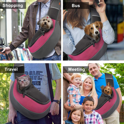 FDJASGY Pet Sling Carrier for Small Dogs Cats, Breathable Mesh Hand Free Puppy Backpack with Adjustable Strap and Pouch