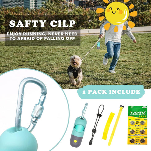Dog Poop Bags Holder with LED Flashlight, 15 Crystal Blue Bags and 3 LR44 Batteries