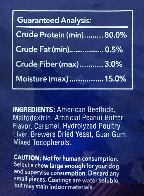 Pet Factory 5" Beefhide Chip Rolls Dog Chew Treats - Peanut Butter Flavor, 20 Count, 100% Made in USA