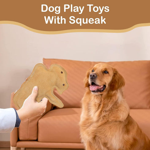 SPOT Dura-Fused Leather Buffalo Dog Toy with Squeaker, Real Leather and Jute Fabric for Aggressive Chewers