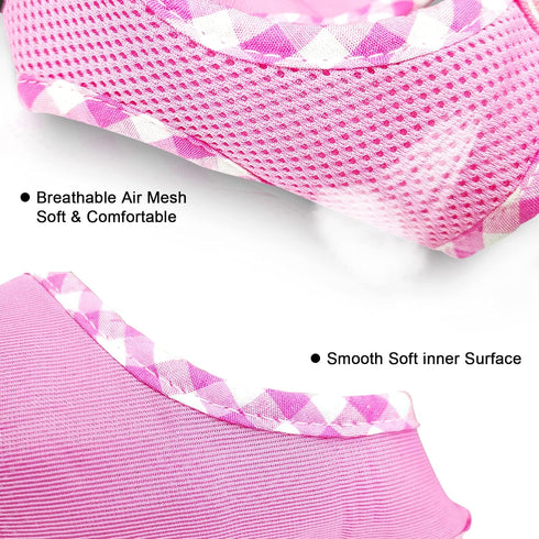 SuperBuddy Upgraded Soft Mesh Dog Harness, Lightweight Breathable Pet Harness for Outdoor Walking, Pink - Medium