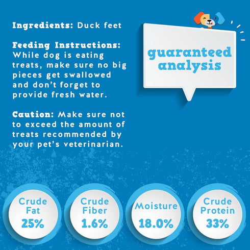 Jack&Pup Duck Feet Dog Chew Treats, All Natural, Single Ingredient, Dehydrated Duck Feet for Medium and Small Dogs (20